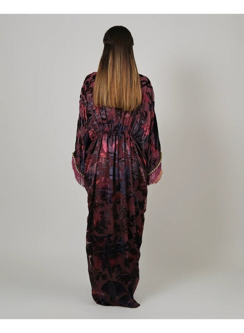 QABEELA RAM25 ELISSE WINE DEVORE KAFTAN - Image 2